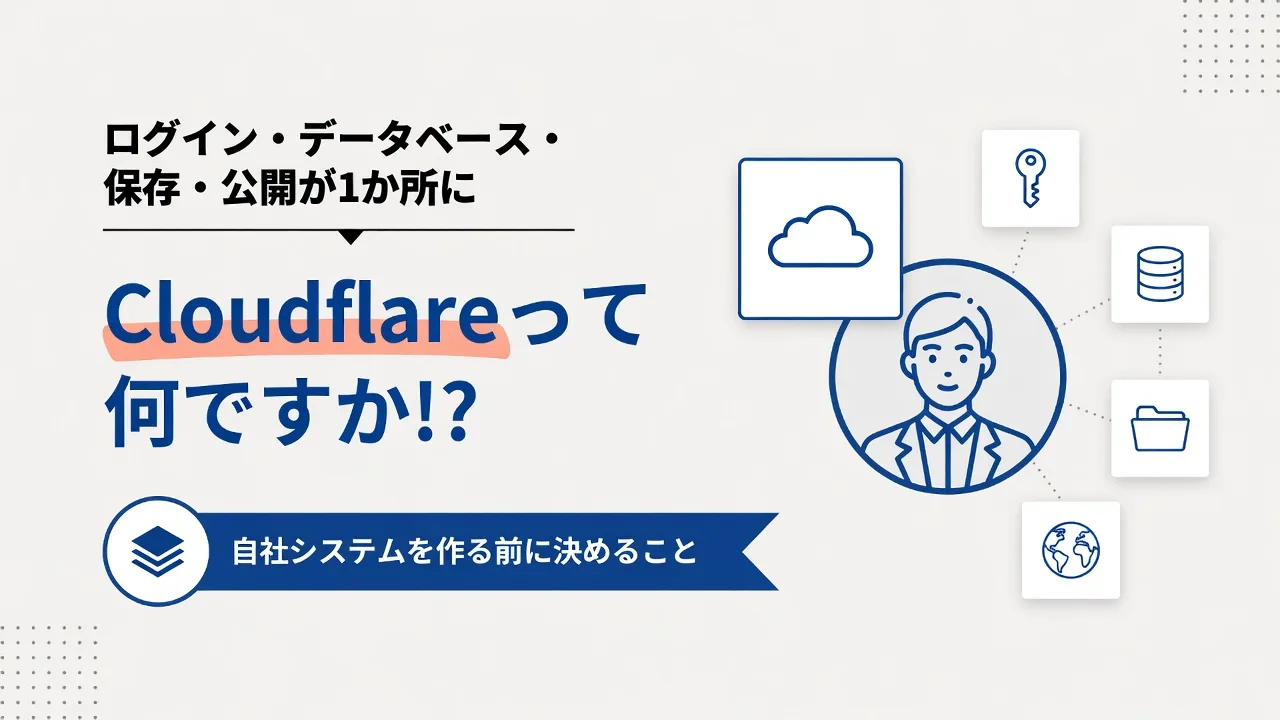 Cloudflareとは｜ログイン・データベース・保存・Web公開が1か所に。自社システムを作る前に決めること