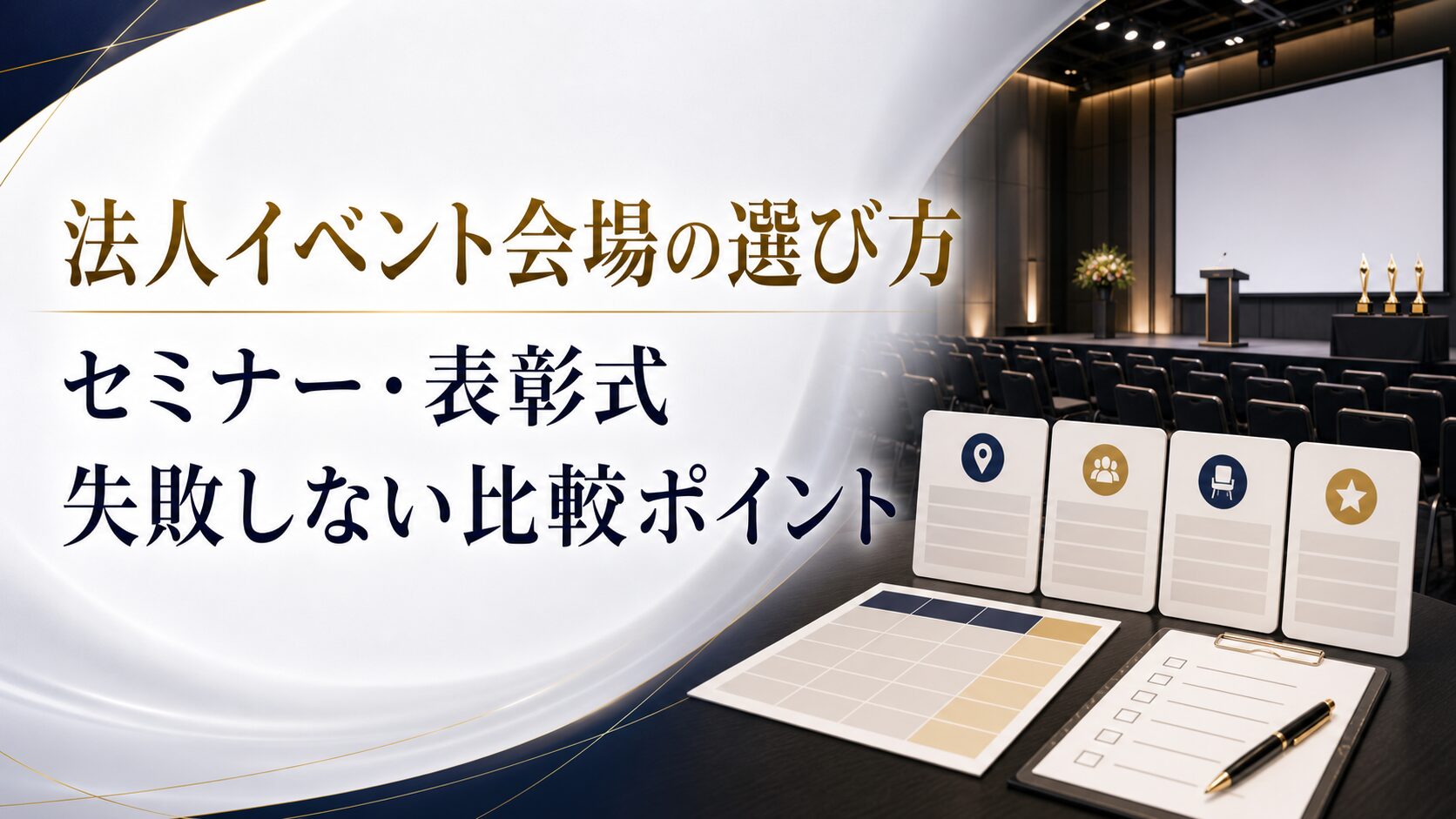 法人イベント会場の選び方｜セミナー・表彰式・カンファレンスで失敗しない比較ポイント