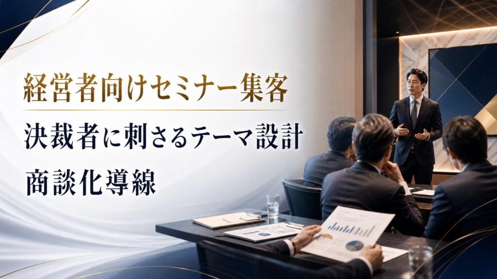 経営者向けセミナー集客の方法|決裁者に刺さるテーマ設計と商談化導線