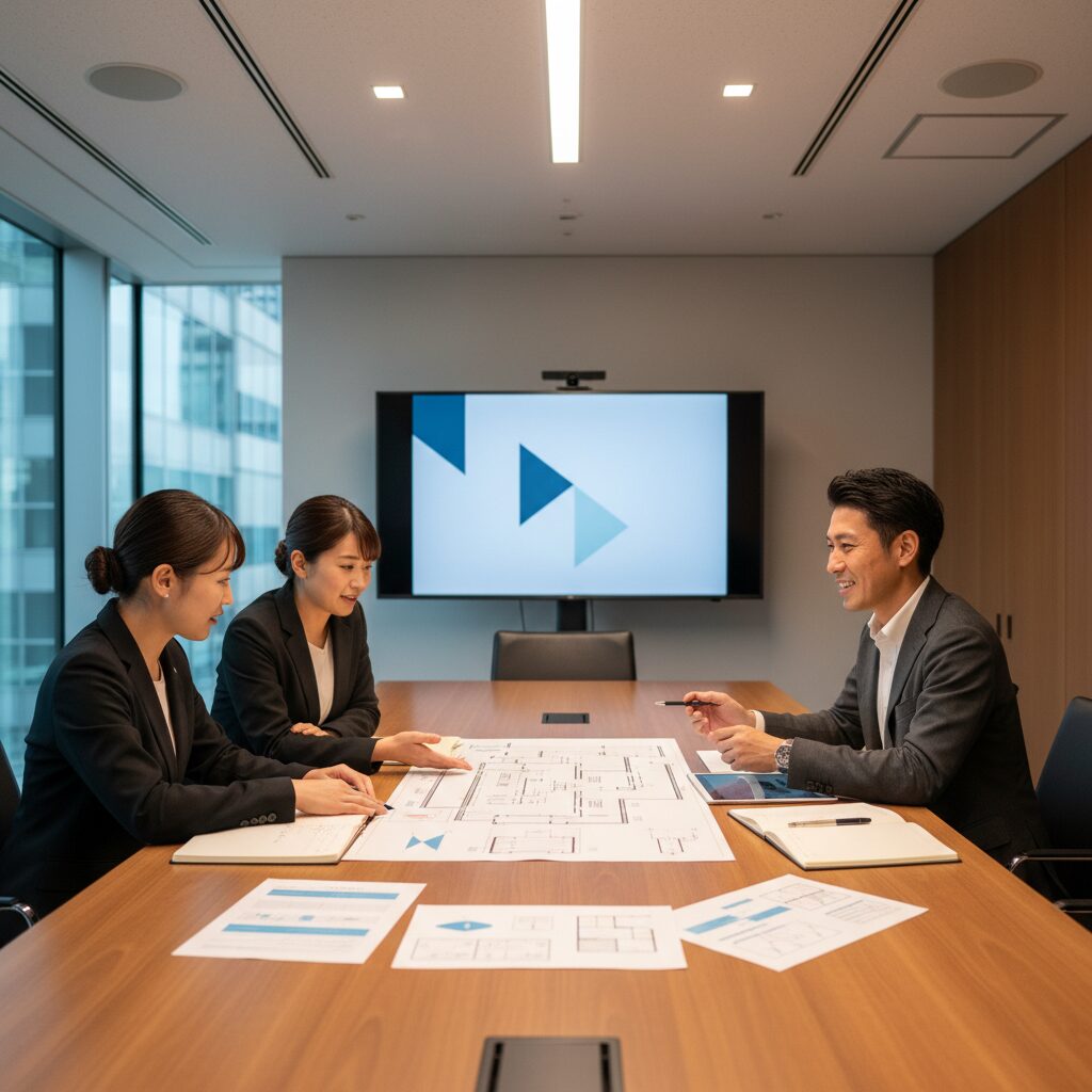 社員総会の外注についてイベント会社に相談している企業担当者