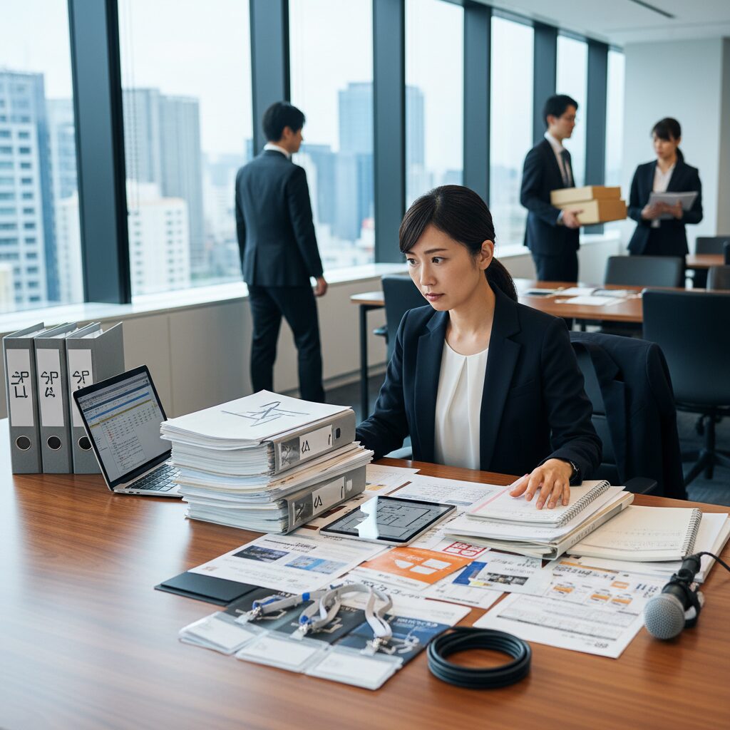 社員総会の準備で困惑している担当者