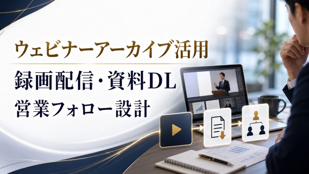 ウェビナーアーカイブ活用でリード獲得を伸ばす方法|録画配信・資料DL・営業フォロー設計