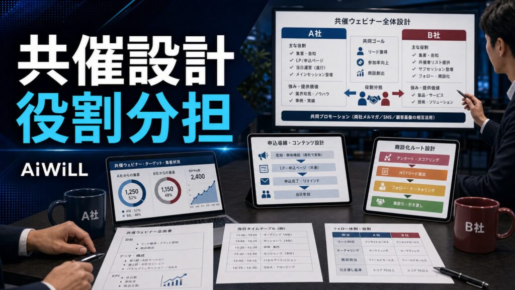 共催ウェビナーの共催設計と役割分担のアイキャッチ