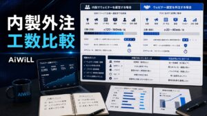 ウェビナー内製外注と工数比較のアイキャッチ
