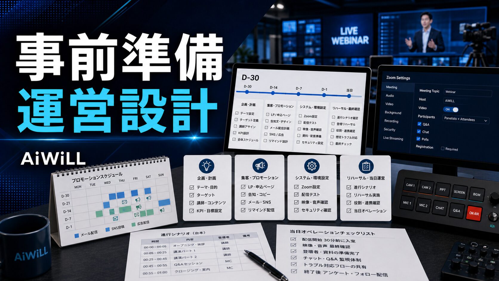 ウェビナー事前準備と運営設計のアイキャッチ