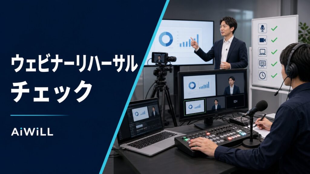 ウェビナーリハーサルの進め方｜本番前に確認すべき台本・配信・登壇者チェック アイキャッチ
