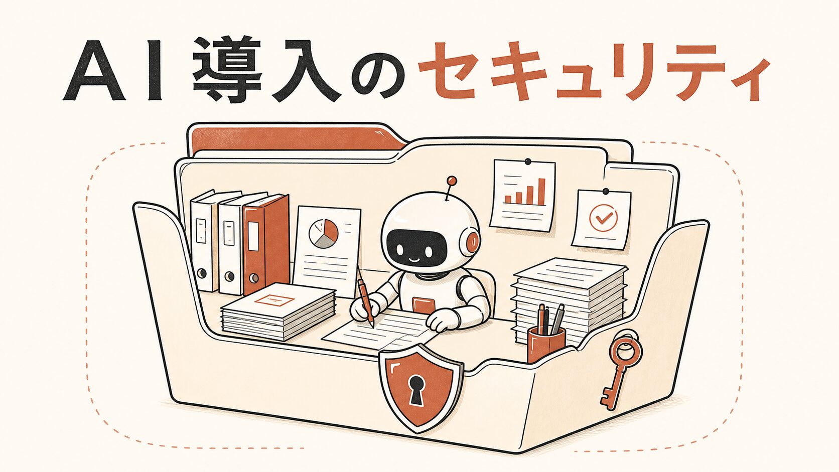 AI導入のセキュリティ——許可されたフォルダの中で安全に働くAIアシスタントのイラスト