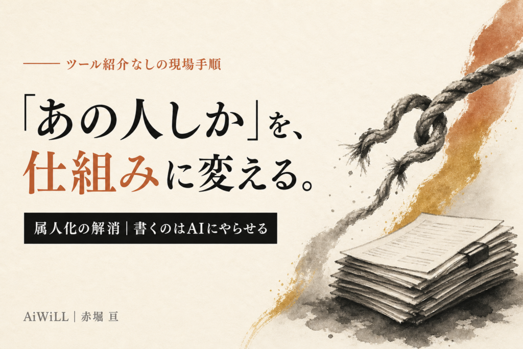 「あの人しか」を、仕組みに変える。属人化の解消方法