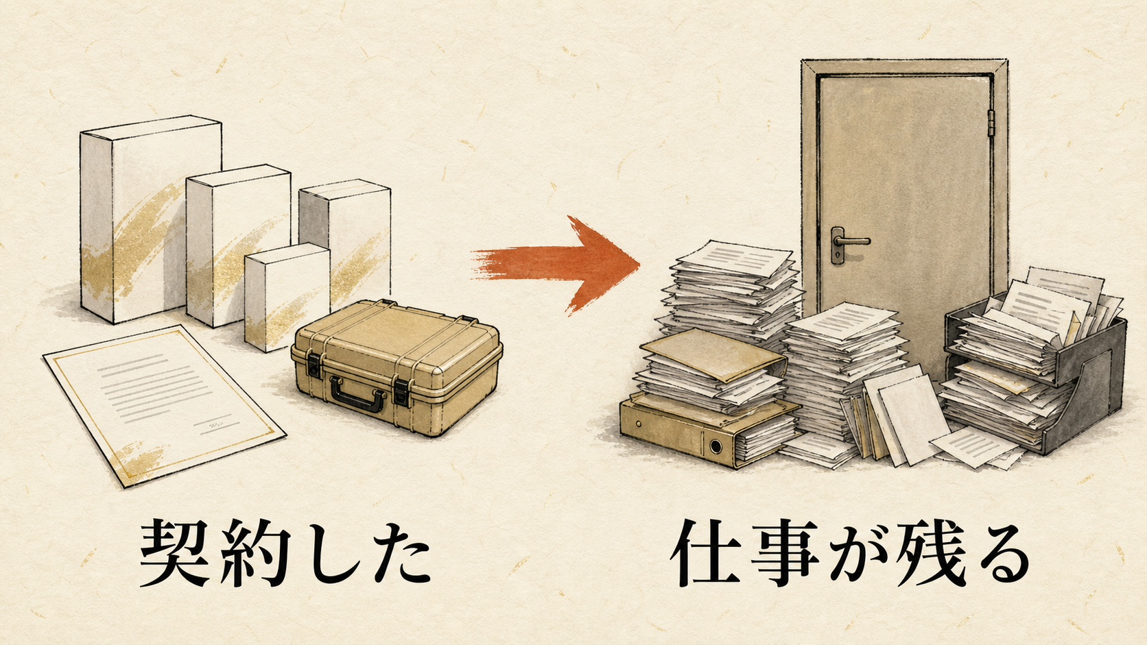 契約したことと、仕事が残ることの対比