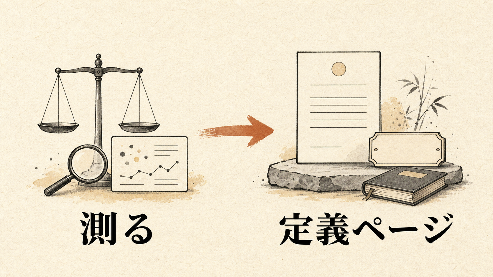 測る、定義ページを置くの2ステップ
