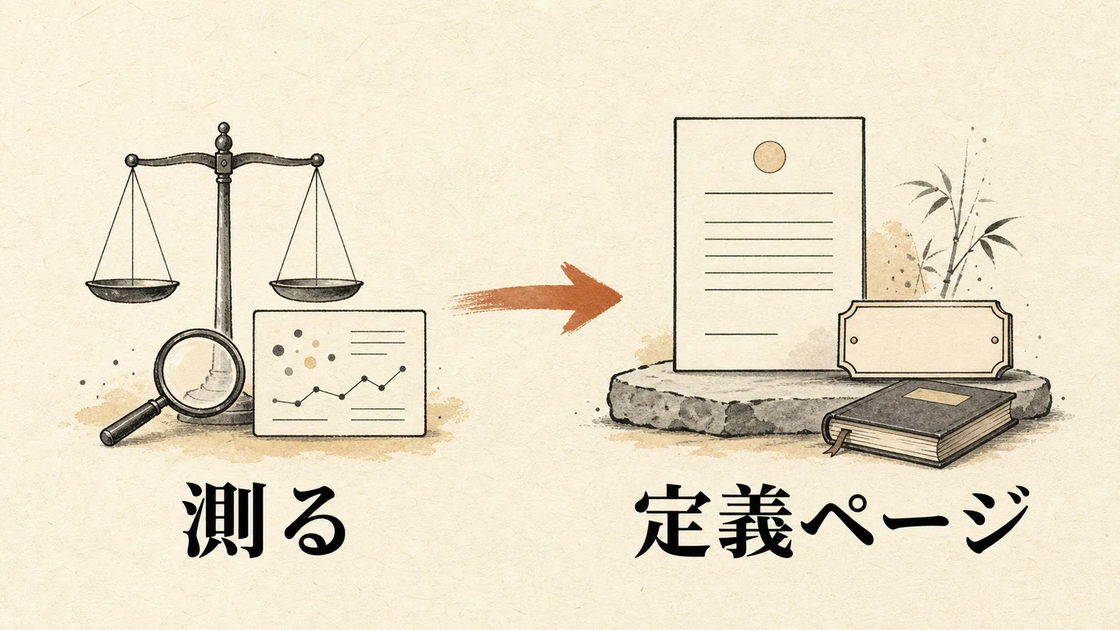 測る、定義ページを置くの2ステップ